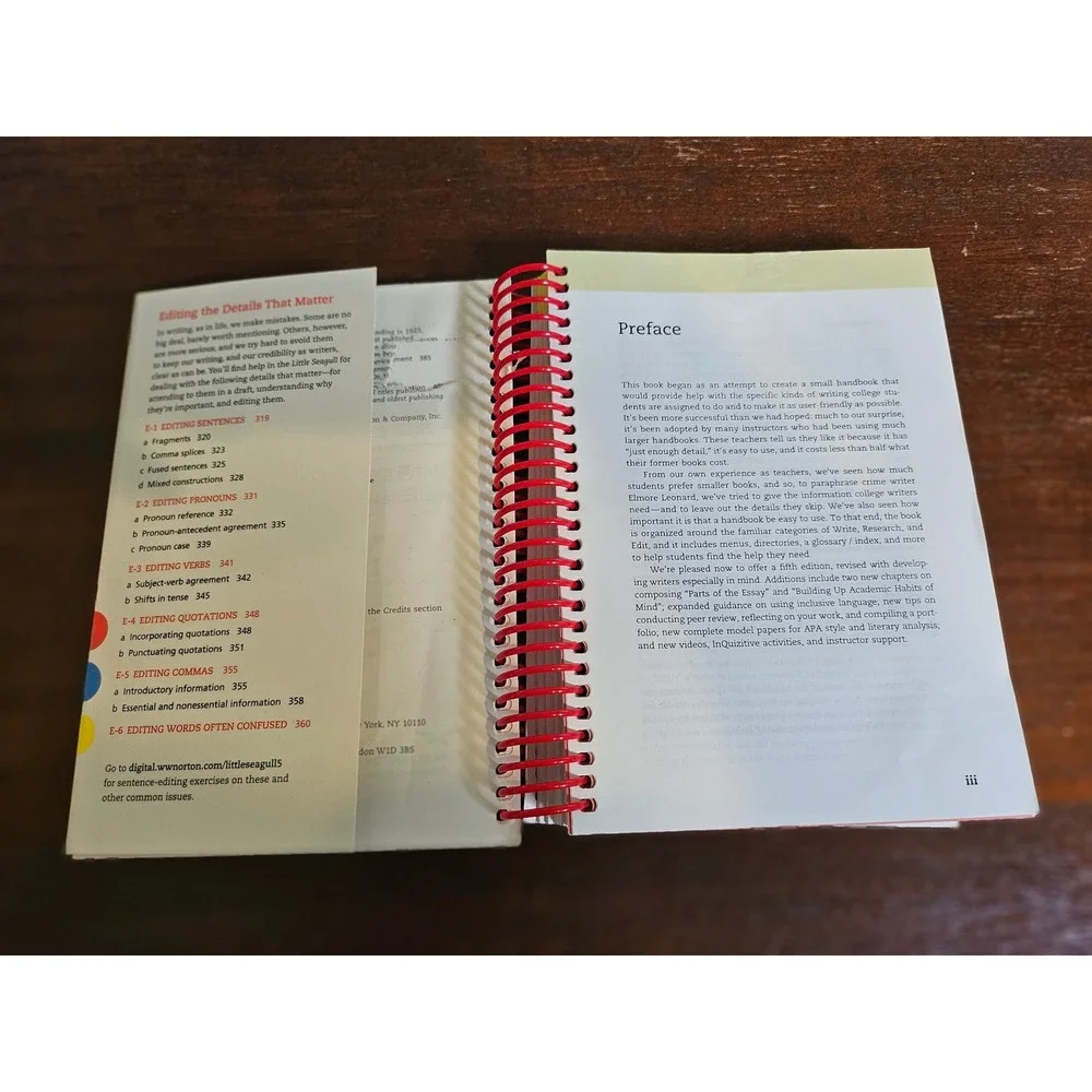 W. W. Norton The Little Seagull Handbook 5th Edition Tan Red Spiral Textbook
